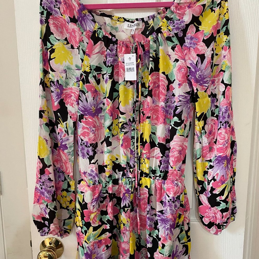 Leyden Georgette, Floral, Tie Front Romper